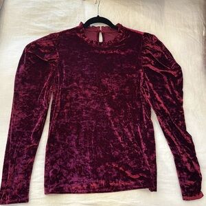 Maroon/ burgundy crushed velvet blouse